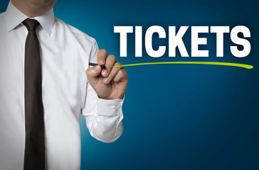 Tickets is written by businessman background concept