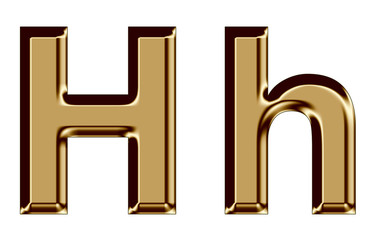 Golden letter H,h on white background