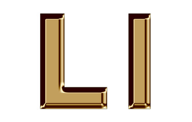 Golden letter L,l on white background