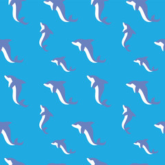 Vector seamless pattern with dolphins.