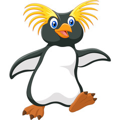Naklejka premium Happy cartoon penguin rockhopper 