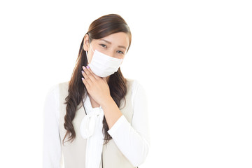 風邪に羅漢した女性