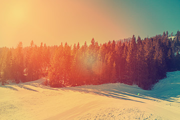 beautiful winter mountains, skiing resort