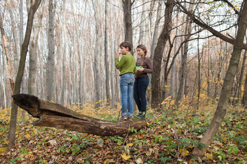 Sister and brother outdoors