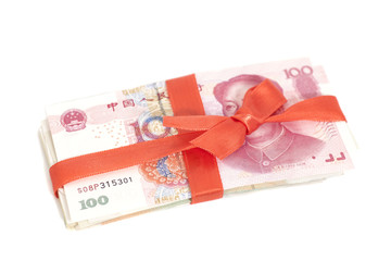 Chinese Yuan Money Gift isolated on white