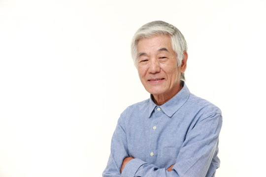 senior Japanese man smiles