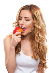 Young Beautiful Woman With Apple