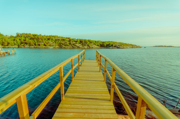 Naklejka premium Beautiful landscape of a dock in the Swedish west coast
