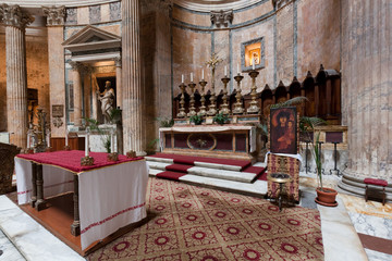 Inside the Pantheon in Rome, Italy. Now St. Mary and the Martyrs church