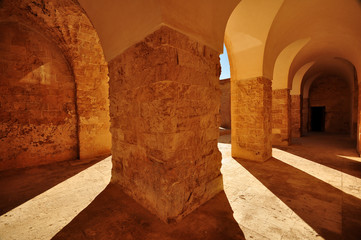 Columns and archways of Kasimiye Madrasah form Mardin,Turkey.