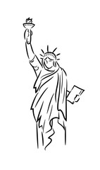 Statue of Liberty Line Art, a hand drawn vector line art of the Statue of Liberty.