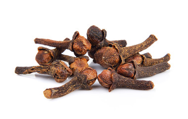 Spice cloves on white background