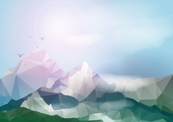 Geometric Mountain Background - Vector Illustration
