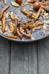 Fried kite mushrooms.