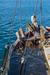 Obraz premium wreck of a fishing boat in Lefkada