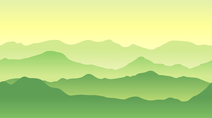 Green mountains landscape in summer. Seamless background.