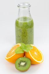 Freshly prepared fruit juice.