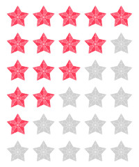 Set of red rating stars