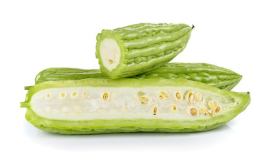 Momordica charantia on white background