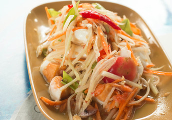 Green papaya salad. spicy thai food