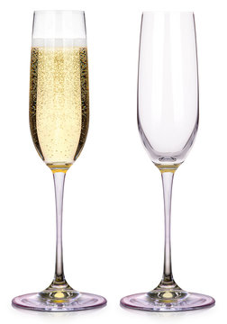 Glasses of champagne isolated on a white 