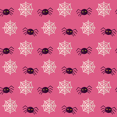 Vector Flat Seamless Scary Spider Halloween Pattern
