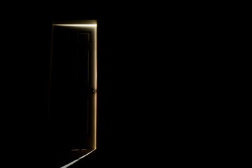 Closed door with light fall of.
