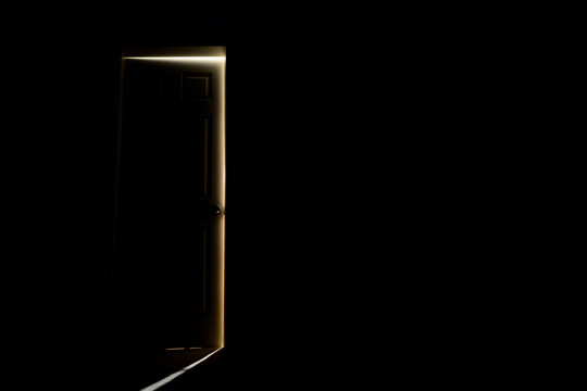 Closed Door With Light Fall Of.