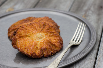 Fried kite mushrooms.