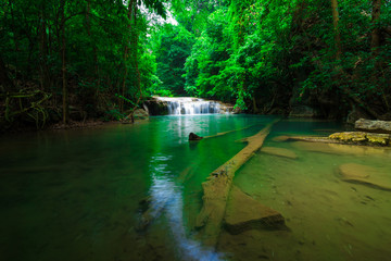 Obraz premium Green scene at Erawan Waterfall, Erawan National Park