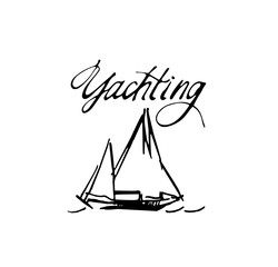 Hand made sketch of yachting and sea.