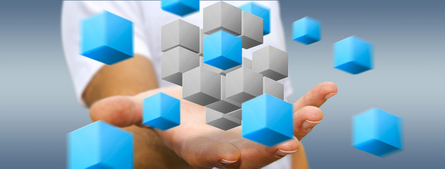 Businessman in his office using digital interface