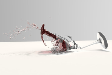 Shattered wineglass