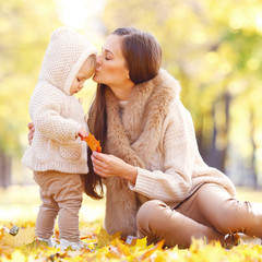 Blond woman in autumn park