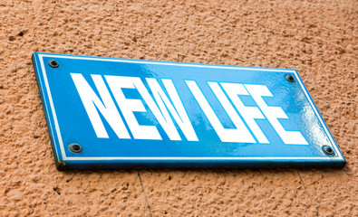 New Life blue sign