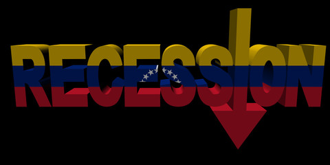 Recession text arrow with Venezuelan flag illustration