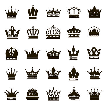 Set of 25 icons crowns