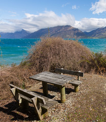 wooden picnic table