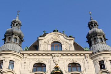 Fototapeta na wymiar Old house with turrets