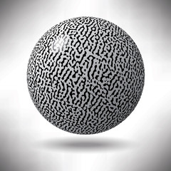 An abstract vector sphere in black and white