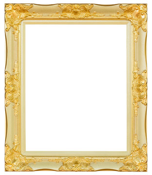 antique gold and black frame isolated decorative carved wood stand, Antique gold and black frame isolated on white background