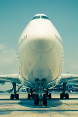 Fototapeta na wymiar Passenger planes at the airport
