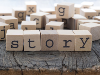 Story word, made of wooden letters