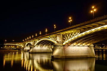 Margaret bridge at dusk in Budapest