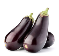 Eggplant or aubergine vegetable isolated on white background cut