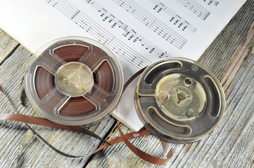 Old tapes with music notes