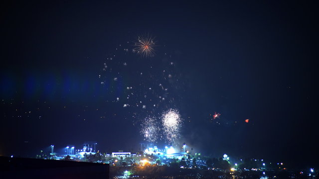 Time lapse footage of Independence Day fireworks over Dodger Stadium in Los Angeles on 4th of July
