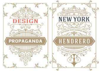 Vintage cards. vector template.