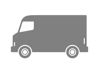 Grey delivery van on white background