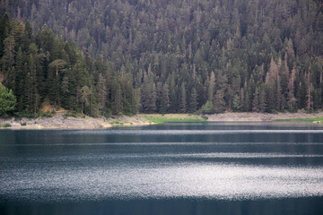 Beautiful mystical lake. Black Lake, Durmitor National Park. Montenegro